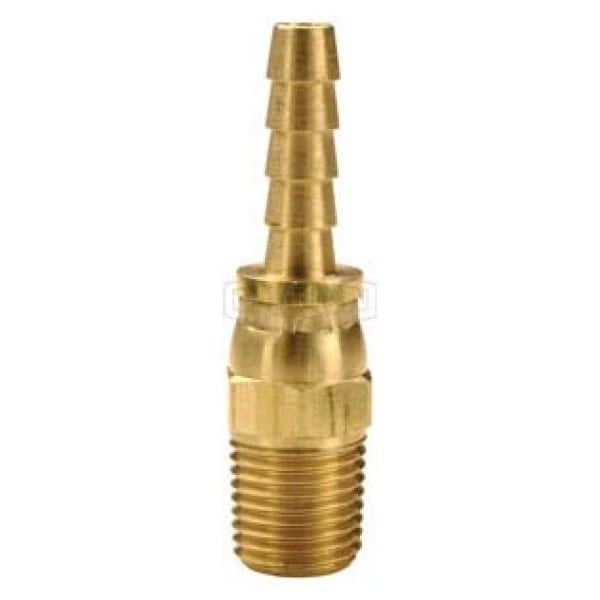 Standard Hose Barb Fitting, 1 in Nominal, MNPTF Swivel x Hose Barb End Style, Brass, Domestic
